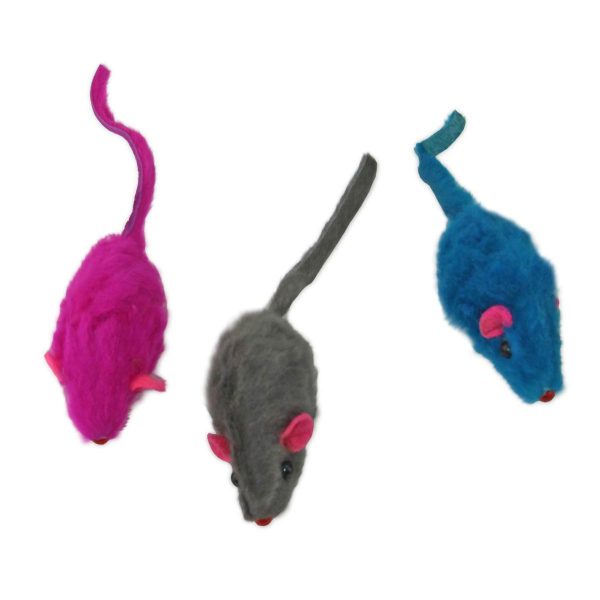 Меховая гремящая мышка - игрушки для кошек оптом