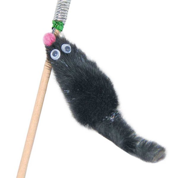 Мышка на верёвке игрушка для котят и кошек оптом