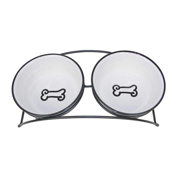 Подставка с двумя мисками “Косточки” оптом в Догман